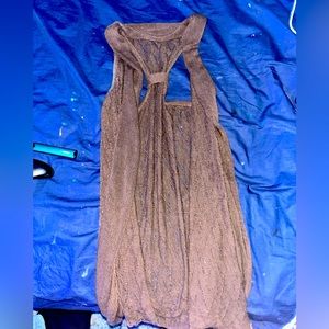 Brown Knit Sleeveless Open-Back Cardigan